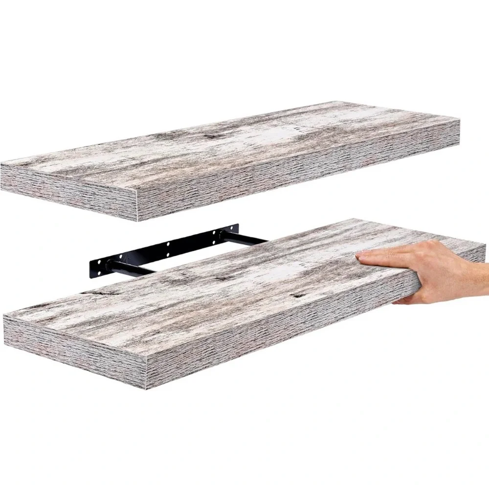 NIB Sorbus Floating Wall Shelves - 2 Pack 24 X 9 Inch Rustic Home Decor